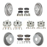 Front Rear Brake Caliper Coat Rotors & Ceramic Pad Kit (10Pc) For Hyundai Accent