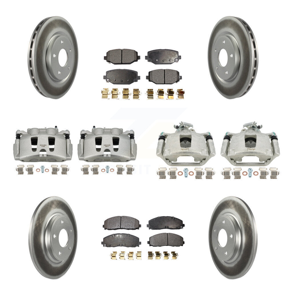 Front Rear Disc Brake Caliper Coat Rotor Ceramic Pad Kit For Dodge Grand Caravan