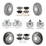 Front Rear Brake Caliper Coat Rotor Ceramic Pad Kit (10Pc) For Volkswagen Passat