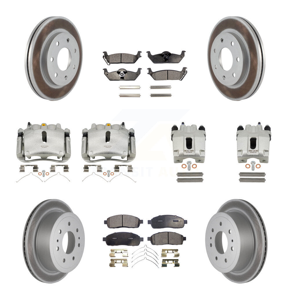 Front Rear Brake Caliper Coat Rotor & Ceramic Pad Kit (10Pc) For Ford F-150 Mark
