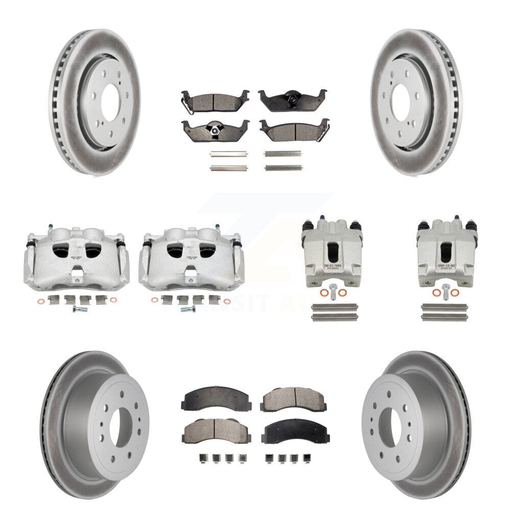 Front Rear Disc Brake Caliper Coat Rotor & Ceramic Pad Kit (10Pc) For Ford F-150