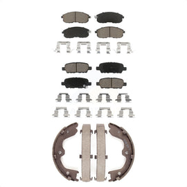 Front Rear Ceramic Brake Pads & Parking Shoes Kit For Nissan Altima INFINITI G35