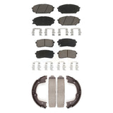 Front Rear Ceramic Brake Pads & Parking Shoes Kit For 2007-2012 Hyundai Veracruz