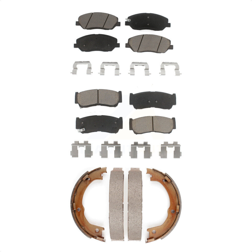 Front Rear Ceramic Brake Pads & Parking Shoes Kit For 2007-2009 Hyundai Santa Fe