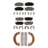 Front Rear Ceramic Brake Pads And Parking Shoes Kit For 2003-2009 Kia Sorento