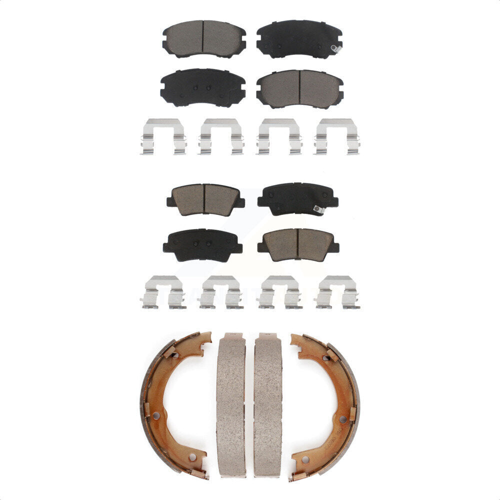 Front Rear Ceramic Brake Pads And Parking Shoes Kit For 2007-2009 Kia Amanti
