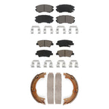 Front Rear Ceramic Brake Pads And Parking Shoes Kit For 2007-2009 Kia Amanti