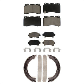 Front Rear Ceramic Brake Pads And Parking Shoes Kit For Cadillac XTS