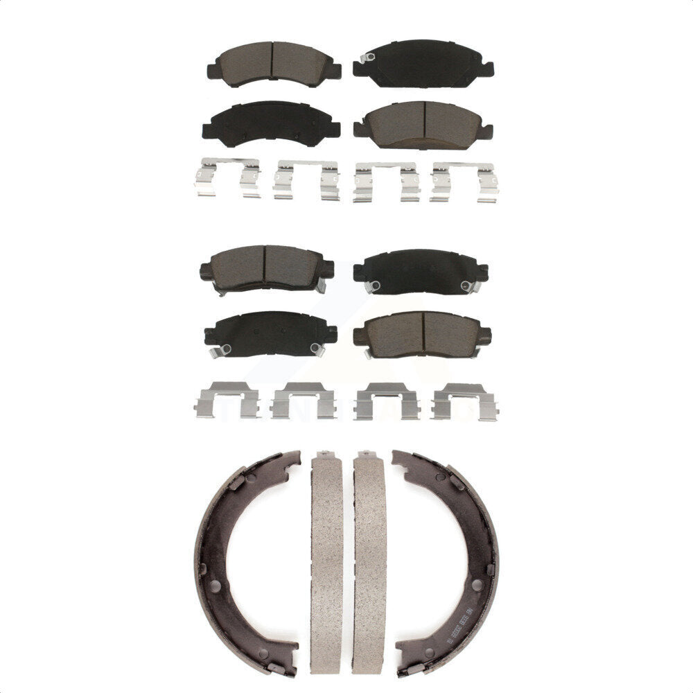 Front Rear Ceramic Brake Pads And Parking Shoes Kit For Cadillac XTS