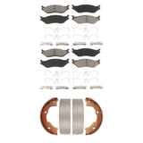 Front Rear Ceramic Brake Pads And Parking Shoe Kit For Ford F-450 Super Duty F59