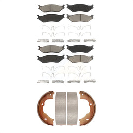 Front Rear Ceramic Brake Pads And Parking Shoe Kit For Ford F-450 Super Duty F59