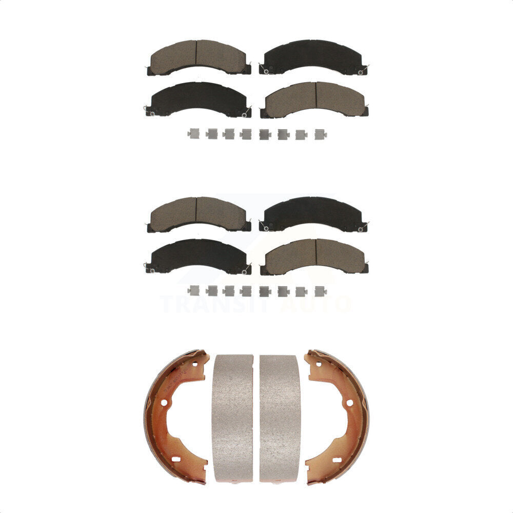 Front Rear Ceramic Brake Pads And Parking Shoes Kit For Ram 5500 Dodge 4500