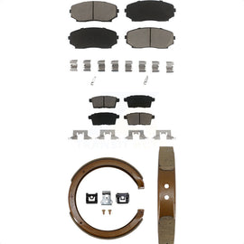 Front Rear Ceramic Brake Pads Parking Shoe Kit For Ford Edge Mazda CX-9 CX-7 MKX