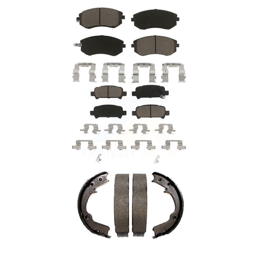 Front Rear Ceramic Brake Pads And Parking Shoes Kit For Subaru Impreza Forester