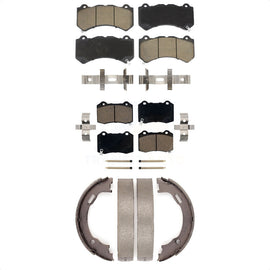 Front Rear Ceramic Brake Pads And Parking Shoes Kit For Dodge Charger Challenger