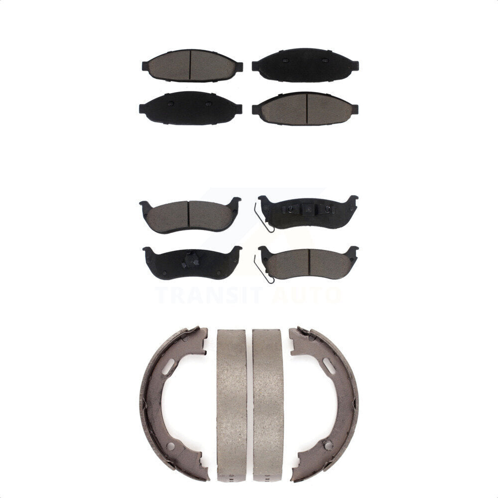 Front Rear Ceramic Brake Pads & Parking Shoe Kit For 2004-2008 Chrysler Pacifica