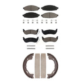 Front Rear Ceramic Brake Pads & Parking Shoes Kit For Mercury Grand Marquis Ford