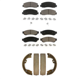 Front Rear Ceramic Brake Pads & Parking Shoe Kit For Ford F-250 Super Duty F-350