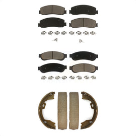Front Rear Ceramic Brake Pads & Parking Shoe Kit For Ford F-250 Super Duty F-350