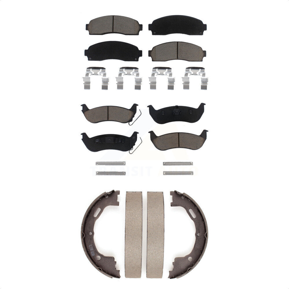 Front Rear Ceramic Brake Pads And Parking Shoes Kit For Ford Ranger Mazda B2300