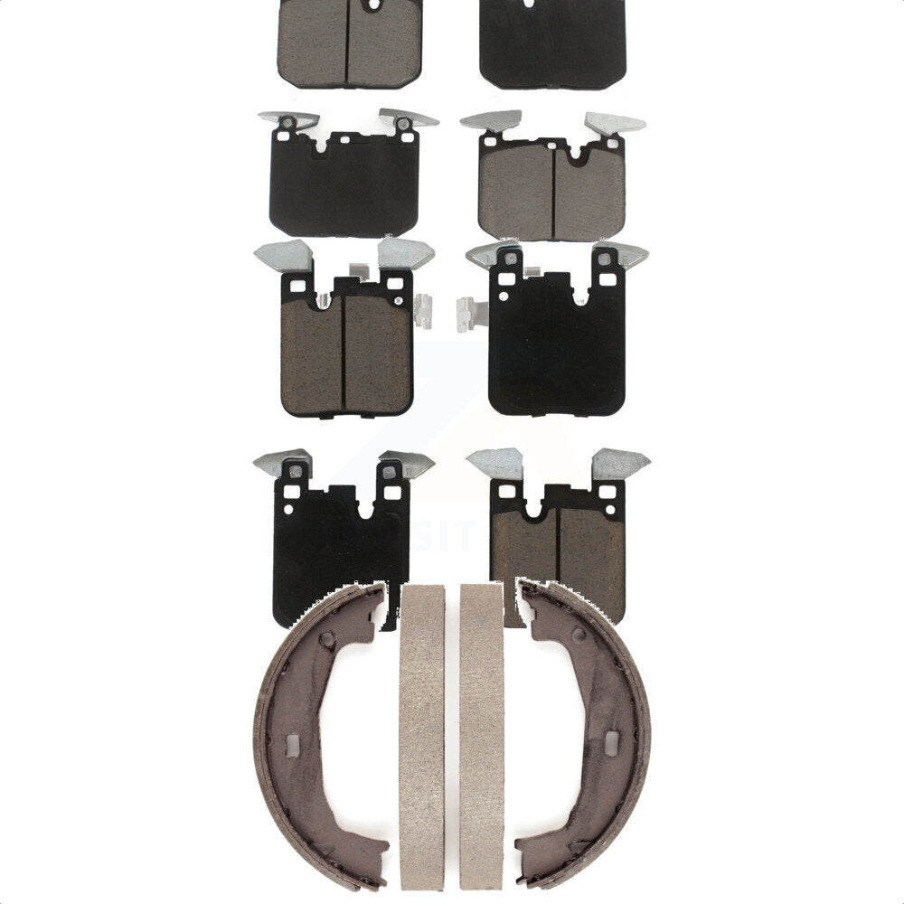 Front Rear Ceramic Brake Pads Parking Shoe Kit For BMW 328i 428i Gran Coupe 230i