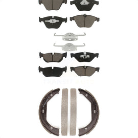 Front Rear Ceramic Brake Pads And Parking Shoes Kit For BMW 328i xDrive X1 328xi