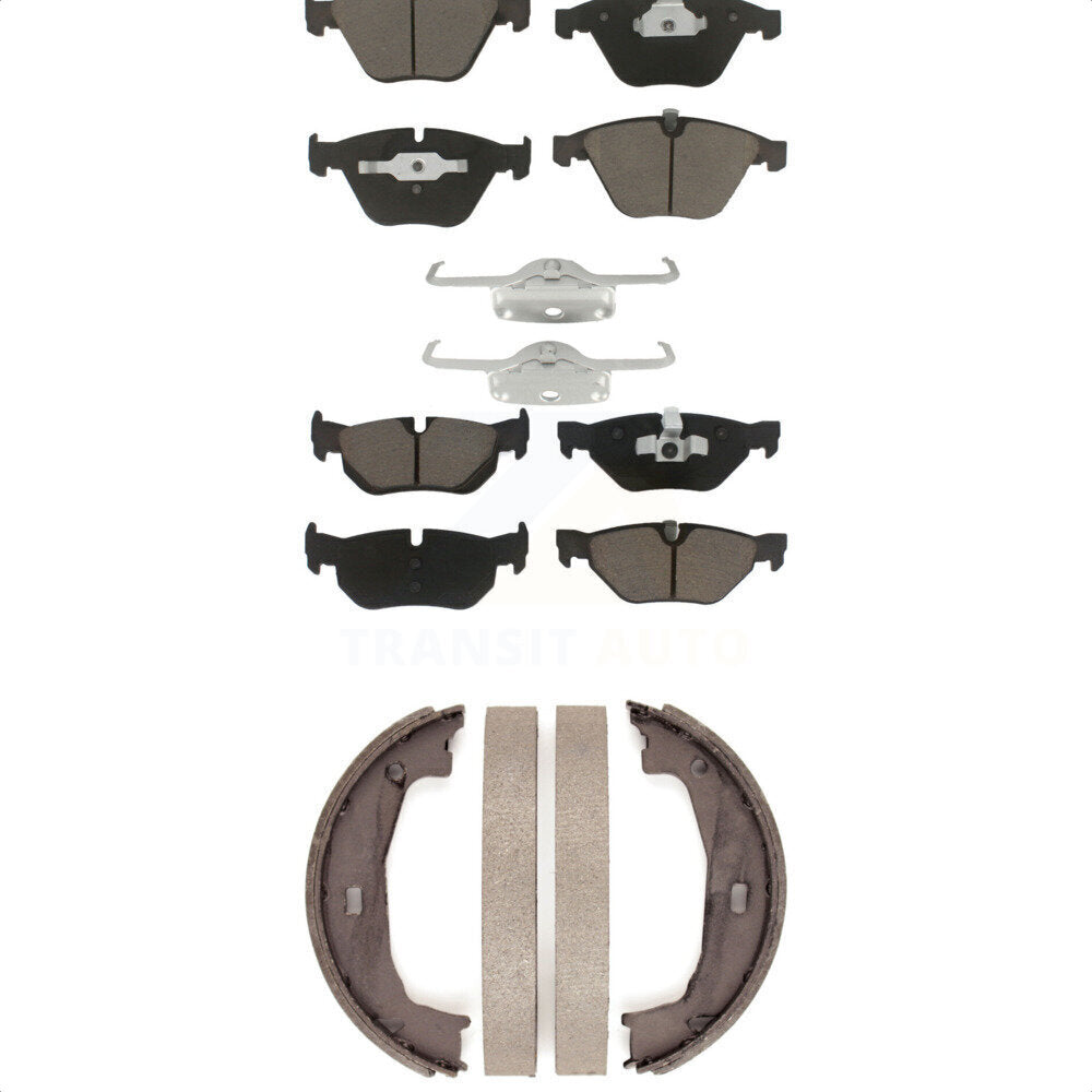Front Rear Ceramic Brake Pads And Parking Shoes Kit For BMW 328i 323i