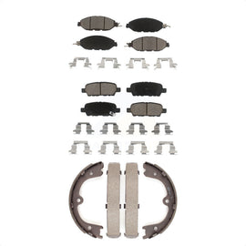 Front Rear Ceramic Brake Pads & Parking Shoes Kit For Nissan Pathfinder INFINITI