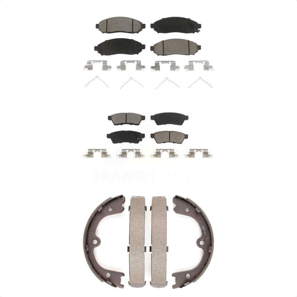 Front Rear Ceramic Brake Pads And Parking Shoes Kit For Nissan Frontier Xterra
