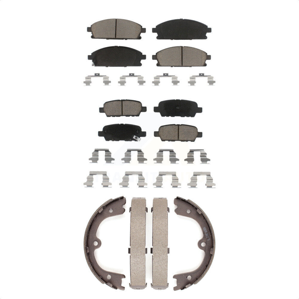 Front Rear Ceramic Brake Pads And Parking Shoes Kit For 2008-2009 Nissan Quest