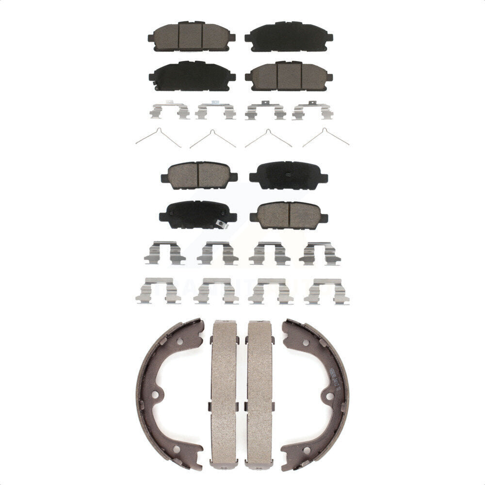 Front Rear Ceramic Brake Pads And Parking Shoes Kit For Nissan Quest