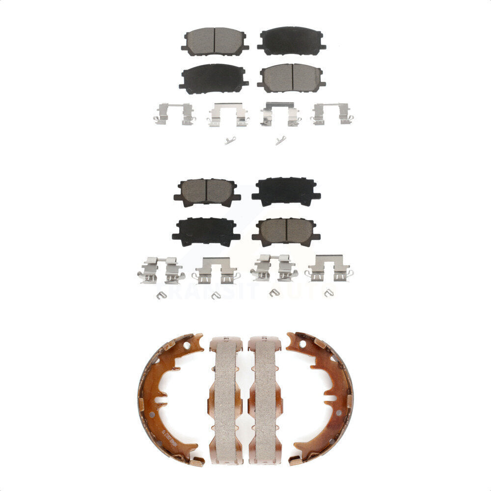 Front Rear Ceramic Brake Pads Parking Shoe Kit For Lexus Toyota Highlander RX350