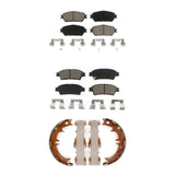 Front Rear Ceramic Brake Pads And Parking Shoes Kit For 2004-2010 Toyota Sienna