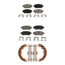 Front Rear Ceramic Brake Pads And Parking Shoes Kit For 2004-2010 Toyota Sienna