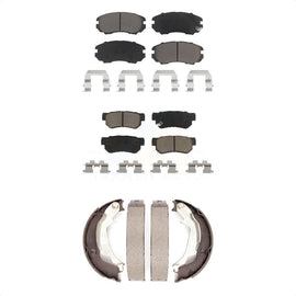 Front Rear Ceramic Brake Pads And Parking Shoe Kit For Hyundai Sonata Kia Optima