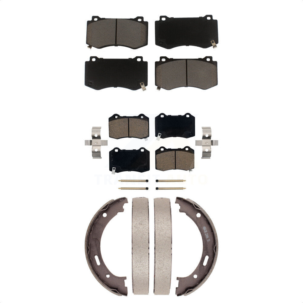 Front Rear Ceramic Brake Pads And Parking Shoes Kit For Jeep Grand Cherokee SRT8