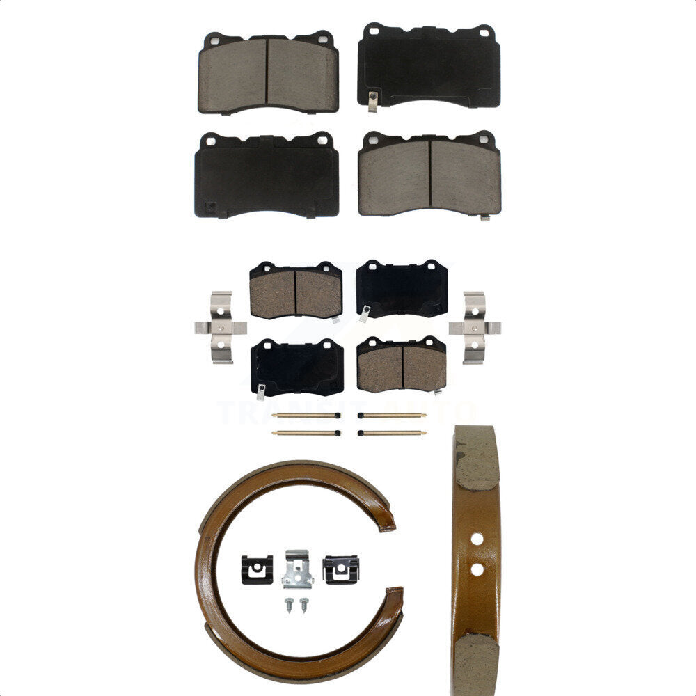 Front Rear Ceramic Brake Pads And Parking Shoes Kit For Cadillac CTS STS