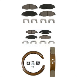 Front Rear Ceramic Brake Pads Parking Shoe Kit For Cadillac STS With Base Brakes