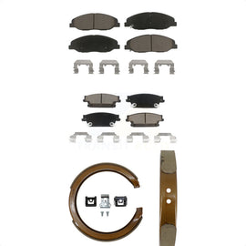 Front Rear Ceramic Brake Pads And Parking Shoes Kit For Cadillac STS