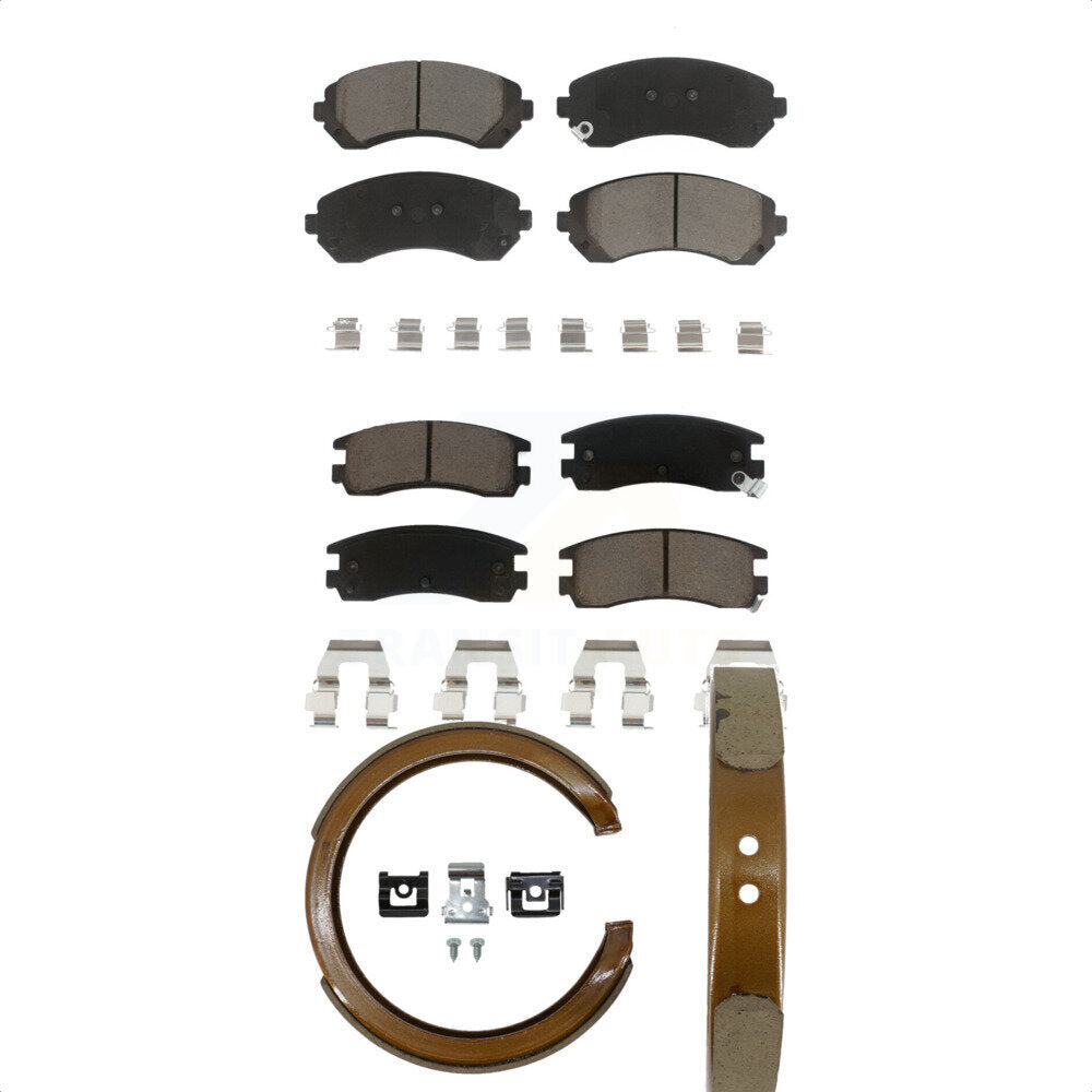 Front Rear Ceramic Brake Pads & Parking Shoes Kit For Buick Rendezvous Chevrolet