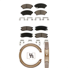 Front Rear Ceramic Brake Pads Parking Shoes Kit For Chevrolet Impala Buick Grand