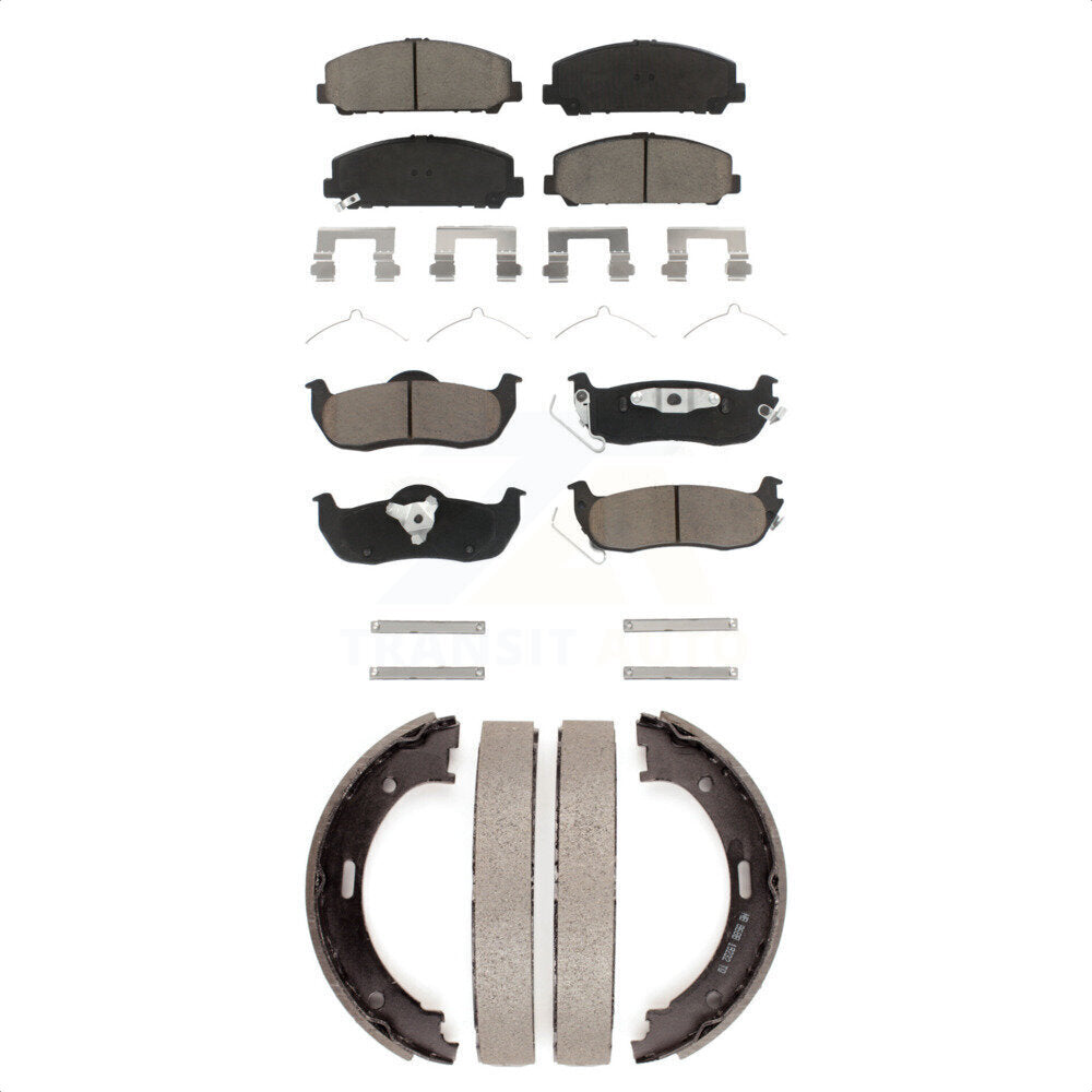 Front Rear Ceramic Brake Pads And Parking Shoe Kit For Nissan Titan Armada TITAN