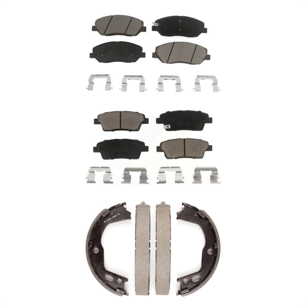 Front Rear Ceramic Brake Pads And Parking Shoes Kit For Hyundai Genesis 3.8L