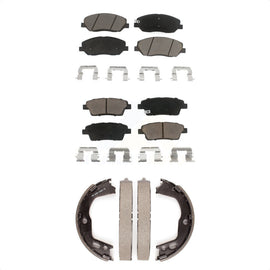 Front Rear Ceramic Brake Pads And Parking Shoes Kit For Hyundai Genesis 3.8L