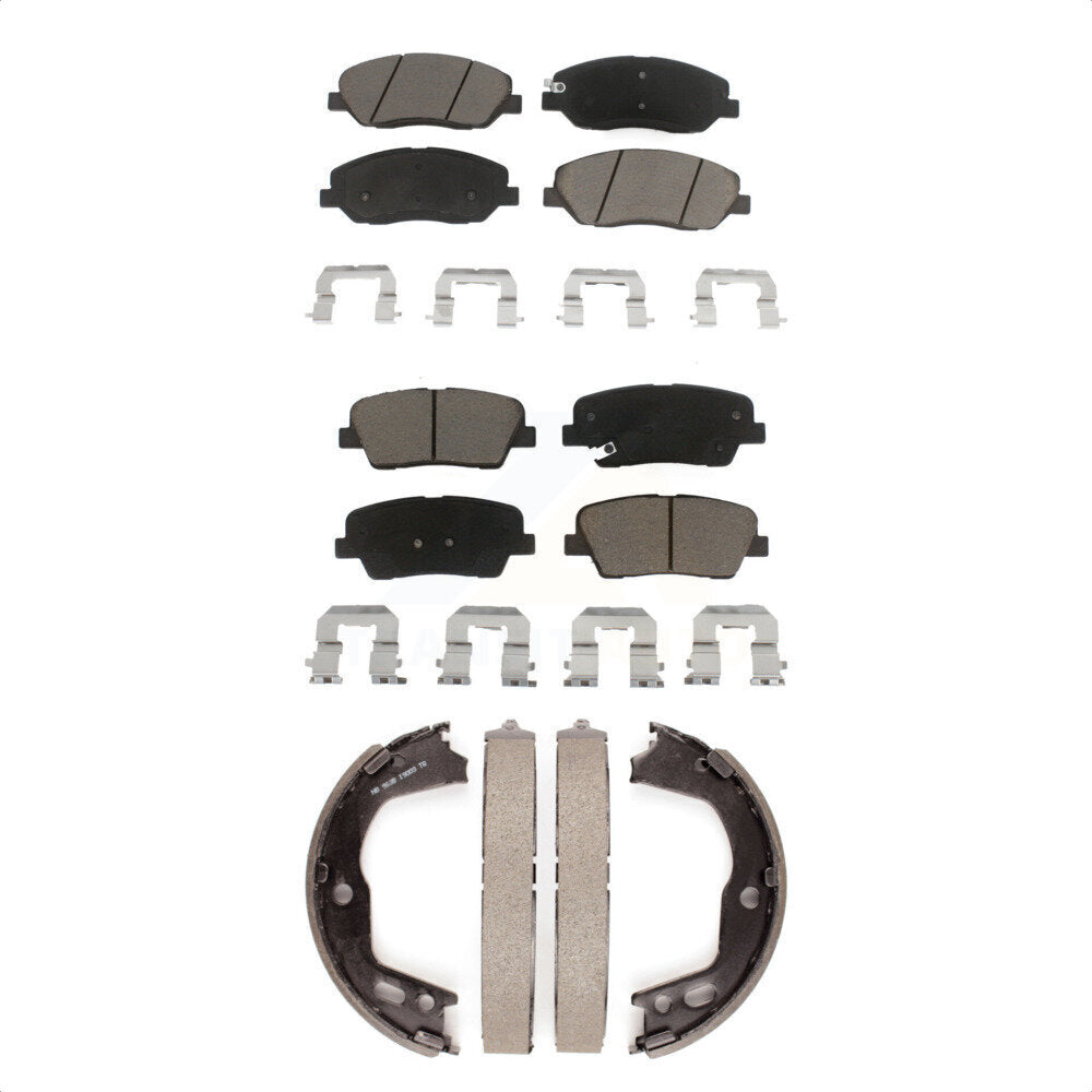 Front Rear Ceramic Brake Pads And Parking Shoes Kit For Hyundai Genesis 3.8L