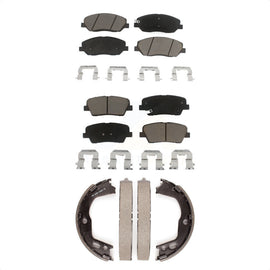Front Rear Ceramic Brake Pads And Parking Shoes Kit For Hyundai Genesis 3.8L
