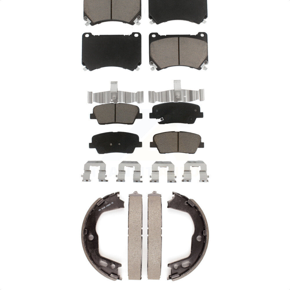 Front Rear Ceramic Brake Pads And Parking Shoes Kit For Hyundai Genesis Equus