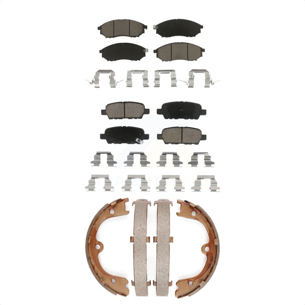 Front Rear Ceramic Brake Pads Parking Shoes Kit For 2006-2008 INFINITI FX35 FX45