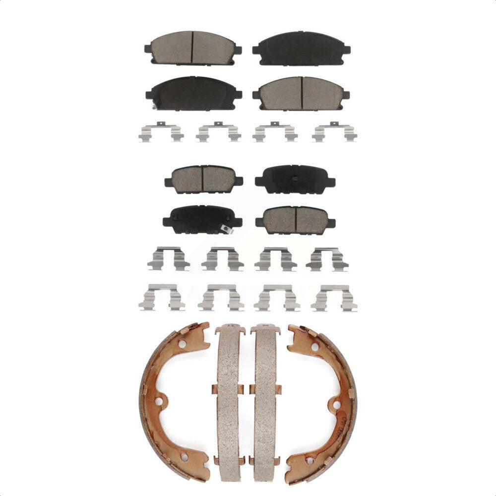 Front Rear Ceramic Brake Pads And Parking Shoes Kit For 2004-2005 Nissan Quest