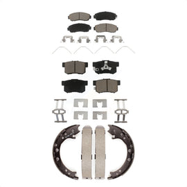 Front Rear Ceramic Brake Pads And Parking Shoes Kit For 2012-2016 Honda CR-V AWD